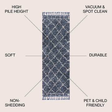 Mercer Shag Plush Tassel Moroccan Geometric Trellis Area Rug